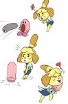  &lt;3 accessory animal_crossing anthro big_dildo canid canine canis clothed clothing dildo dildo_in_mouth domestic_dog duo female fur hair_accessory happy_harvey hi_res holding_object imminent_masturbation imminent_sex inanimate_transformation isabelle_(animal_crossing) kirby kirby_(series) male mammal mouthful nintendo phone_drawing pink_body running sex_toy sex_toy_in_mouth sex_toy_insertion shirt sucking topwear transformation vest vibrator video_games waddling_head yellow_body yellow_fur 
