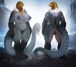  anthro breasts brute_wyvern butt capcom dinosaur female fulgur_anjanath fur genitals keeltheequine monster_hunter nipples nude pussy reptile scalie video_games 