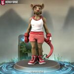  anthro bottomwear boxing_gloves brown_hair clothing female hair hairless_tail handwear heroforge mammal mouse mrfrenchburger murid murine red_sneakers rodent shorts solo 