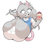  2022 alpha_channel anthro big_butt breasts butt clothed clothing dessert digital_media_(artwork) elisa_(maddeku) female food hi_res huge_butt looking_at_viewer maddeku mammal murid murine panties pinup pose rat rodent simple_background smile solo thick_thighs transparent_background underwear wide_hips 