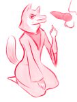  2015 angry anthro bodily_fluids clothing cum cum_on_face digital_media_(artwork) duo fellatio fist genital_fluids gesture hi_res jam_(artist) looking_at_viewer male male/male middle_finger oral penile religious_clothing reverend_wolf_(jam) sex simple_background 