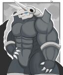  abs absurd_res aggron anthro barazoku biceps featureless_crotch gio-joe hand_on_hip hi_res looking_at_viewer male muscular muscular_anthro muscular_male nintendo pok&eacute;mon pok&eacute;mon_(species) solo tail_motion video_games 