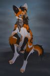  2022 anthro black_body black_fur blue_eyes brown_body brown_fur canid canine digital_media_(artwork) fur hi_res looking_at_viewer male mammal reysi solo 