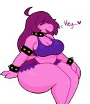  &lt;3 ... anthro armband big_breasts bottomwear bracelet breasts cleavage clothed clothing collar cutoffs deltarune denim denim_clothing dinosaur english_text female freckles hair hair_over_eyes hand_on_leg hi_res huge_thighs jewelry open_mouth purple_body purple_hair reptile scalie shirt shorts sitting solo somescrub spiked_armband spiked_bracelet spiked_collar spikes susie_(deltarune) tank_top text thick_thighs topwear undertale_(series) video_games wide_hips 