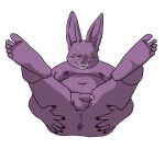 anthro balls belly bodily_fluids butt champa cum dragon_ball dragon_ball_super erection genital_fluids genitals hi_res male male/male mammal nude oventu overweight overweight_male penis purple_body simple_background smile solo 