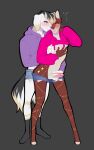  2022 anthro canid canine canis clothed clothing digital_media_(artwork) domestic_dog girly grey_background male mammal ni70 simple_background smile 