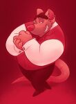  2014 anthro biped bottomwear clothing disney greenendorf humanoid_hands male mammal murid murine musclegut pants professor_padraic_ratigan_(disney) rat red_background rodent shirt simple_background solo the_great_mouse_detective topwear 