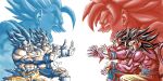  clenched_teeth dougi dragon_ball dragon_ball_super dragon_ball_super_broly dragon_ball_z_dokkan_battle forest_1988 fusion gogeta highres incoming_attack kamehameha monkey_boy monkey_tail multiple_boys red_fur saiyan son_goku spiked_hair super_saiyan super_saiyan_4 super_saiyan_blue tail teeth vegeta 