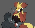  anthro big_breasts blush breast_fondling breast_play breasts canid canine canis delphox duo female fondling goon_(goonie_san) goonie-san hand_on_breast hi_res larger_female male male/female mammal nintendo open_mouth pok&eacute;mon pok&eacute;mon_(species) size_difference video_games wolf 