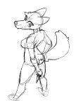  anthro biped breasts canid canine crossgender female fox gregg_lee knife looking_at_viewer looking_back looking_back_at_viewer mammal monochrome night_in_the_woods pashoo simple_background sketch solo standing video_games 