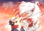  &lt;3 absurd_res ambiguous_gender anthro bestiality blush blush_lines canid canine detailed_background duo eye_contact feral flustered hi_res hisuian_zoroark hisuian_zorua holding_partner human human_on_feral interspecies looking_at_another looking_at_partner love male male_on_feral mammal mask nintendo pok&eacute;mon pok&eacute;mon_(species) pok&eacute;philia regional_form_(pok&eacute;mon) rei_(pokemon) rocking_jjj smile video_games 