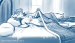  2022 7:4 anthro bed bedroom blue_and_white breasts canid canine canis cassidy_(twokinds) chest_tuft conditional_dnp digitigrade featureless_breasts featureless_crotch female furniture hi_res inside keidran lifting_cover looking_at_viewer lying mammal monochrome navel nude on_bed on_side pillow presenting_body seductive shoulder_tuft sketch smile solo tom_fischbach tuft twokinds under_covers webcomic wolf 