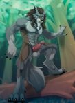  absurd_res anthro balls barazoku blizzard_entertainment bodily_fluids breasts canid canine digital_media_(artwork) erection forest forest_background fur genital_fluids genitals hair hi_res kemono knot looking_at_viewer male mammal muscular muscular_anthro muscular_male nature nature_background nude penis plant smile solo tree video_games vitaly_(artist) warcraft were werecanid worgen 