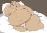  2022 anthro bed belly blush bulge clothing furniture hi_res humanoid_hands inigo_(kusosensei) kemono kusosensei lying male mammal moobs navel nipples obese obese_male overweight overweight_male pillow solo underwear ursid 