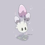  animal_focus artist_name colored_skin commentary_request grey_background highres iwasi_29 morelull mushroom no_humans pokemon pokemon_(creature) simple_background solid_oval_eyes twitter_username white_skin 