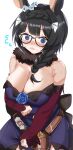  1girl @_@ absurdres alternate_costume belt blue_eyes blush braid breasts clenched_hands commission cosplay crown_braid flower hair_between_eyes hair_ornament highres large_breasts looking_at_viewer maou_(maoudaisukiya) rice_shower_(umamusume) rice_shower_(umamusume)_(cosplay) sheath sheathed skeb_commission solo sweat umamusume white_background zenno_rob_roy_(umamusume) 