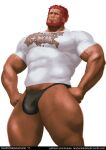  1boy arm_hair bad_id bad_tumblr_id bara beard black_male_underwear bulge cowboy_shot dark-skinned_male dark_skin facial_hair fate/grand_order fate/zero fate_(series) hair_slicked_back hands_on_own_hips highres iskandar_(fate) large_pectorals leg_hair male_focus male_pubic_hair male_underwear mature_male muscular muscular_male pectorals print_shirt pubic_hair pubic_hair_peek randombaradude red_eyes red_hair scar scar_on_arm scar_on_leg shirt short_hair simple_background solo thick_beard tight_clothes tight_shirt underwear white_background white_shirt yaoi 