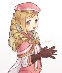  1boy beret blonde_hair brown_gloves capelet commentary_request drill_hair fire_emblem fire_emblem_fates forrest_(fire_emblem) gloves gold_trim grey_eyes haconeri hat long_hair male_focus open_mouth otoko_no_ko pink_capelet simple_background smile solo twin_drills upper_body white_background 