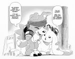  accessory anthro bandai_namco boxing_gloves clothing comic dahecksajerry digimon digimon_(species) duo english_text gaomon handwear headband humor long_ears male smile terriermon text 