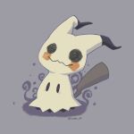  animal_focus artist_name aura blush colored_skin commentary_request grey_background highres iwasi_29 mimikyu no_humans pokemon pokemon_(creature) simple_background solid_oval_eyes tail twitter_username wavy_mouth yellow_skin 