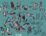  anthro bicycle clothed clothing conical_hat digitigrade hi_res katana male melee_weapon nude rikkun sergal simple_background sketch_page solo sword thanshuhai weapon 