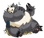 96_gatefield anthro armpit_fetish armpit_play belly big_belly claws feet generation_3_pokemon generation_4_pokemon generation_6_pokemon grovyle hi_res leaf lucario male nintendo on_top overweight overweight_anthro overweight_male pangoro pawpads paws pokemon pokemon_(species) sitting sitting_on_another size_difference smaller_male smothering soft_belly