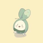  animal_focus artist_name blush budew colored_skin commentary_request highres iwasi_29 no_humans open_mouth pokemon pokemon_(creature) simple_background smile twitter_username yellow_background yellow_skin |_| 