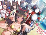  &gt;_&lt; 2girls alternate_breast_size alternate_costume animal_ears annoyed badluck2033 beach bikini black_hair blurry blurry_background blush breasts collarbone commission daiichi_ruby_(umamusume) daitaku_helios_(umamusume) gold_bikini grabbing_own_breast horse_ears horse_tail jacket large_breasts looking_at_viewer motor_vehicle motorcycle multiple_girls open_mouth purple_eyes sand simple_background skeb_commission smile swimsuit tail track_jacket umamusume v 