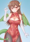  alternate_costume anti_(untea9) breasts chinese_zodiac cleavage dragon_girl dress highres kantai_collection large_breasts ooi_(kancolle) pantyhose red_dress year_of_the_dragon 