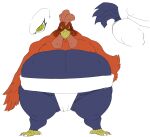  2018 anthro asian_clothing avian belly big_belly bird chicken clothing east_asian_clothing evil_grin feathers front_view galliform gallus_(genus) hi_res japanese_clothing looking_at_viewer male mawashi model_sheet mostly_nude obese obese_anthro obese_male overweight overweight_anthro overweight_male phasianid reagan700 smile solo sumo sumo_wrestler taiho tail_feathers 