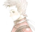  1boy bad_drawr_id bad_id brown_eyes brown_hair character_request closed_mouth coat copyright_request expressionless humiji male_focus oekaki portrait profile red_coat short_hair simple_background sketch solo spiked_hair white_background 