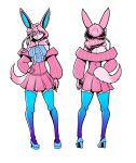 absurd_res anthro blue_clothing blue_eyes blue_footwear blue_legwear blue_shirt blue_shoes blue_thigh_highs blue_topwear bottomwear clothing eeveelution female footwear fur gatonejo generation_6_pokemon hair hi_res jacket legwear nintendo pink_and_white_fur pink_body pink_bottomwear pink_clothing pink_fur pink_hair pink_jacket pink_skirt pink_topwear pokemon pokemon_(species) shirt shoes skirt solo sylv_(sylv_ink) sylveon thigh_highs topwear white_body white_fur