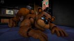 3d_(artwork) absurd_res all_fours anal animatronic anthro bear big_butt black_nose blue_eyes bow_tie box brown_body brows butt camera cassette_player cassette_tape clothed clothing container digital_media_(artwork) drawing duo electronics face_in_ass five_nights_at_freddy&#039;s flashlight_(object) freddy_(fnaf) from_behind_position gift glowing glowing_eyes hand_on_butt hand_on_hip hat headgear headwear hi_res huge_butt human human_on_anthro interspecies kneeling locker looking_pleasured machine male male/male male_rimming_male mammal nsg_editor nude on_ground oral poster_(object) rimming robot scottgames security security_guard security_uniform sex smile source_filmmaker tail teeth television thick_thighs top_hat ursine vhs_tape watermark wide_hips