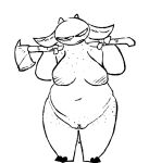 2_horns annoyed anthro areola axe belly big_belly black_and_white bovid breasts caprine deep_navel female freckled_chest freckled_legs freckled_thighs freckles freckles_on_crotch freckles_on_face front_view full-length_portrait genitals goat holding_axe holding_object horn long_labia mammal medium_breasts monochrome nan_(nq) nan_quest navel nipples nude overweight overweight_anthro overweight_female pear-shaped_figure portrait pussy sagging_breasts simple_background solo standing tail the_weaver thick_thighs white_background wide_hips