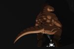  absurd_res anthro anus black_anus black_background black_penis bodily_fluids boots boots_only brown_body brown_scales butt clothing creideiki_raptor_(creideiki) crouching cum cum_in_a_cup digital_media_(artwork) digitigrade digitigrade_footwear dinosaur dromaeosaurid footwear footwear_only genital_fluids genitals glass gloves grin hand_on_knee hand_on_leg handwear hi_res knot leather leg_grab male male/male mostly_nude muscular nude penis reptile scales scalie shoes shoes_only simple_background slit smile solo theropod thigh_grab tjloog yellow_sclera 