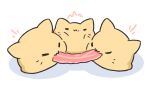  :3 animal_focus bacon blob_(google) cat commentary_request food no_humans original tug_of_war umihio 