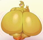 2024 animatronic anthro avian big_breasts big_butt biped bird bottomless breasts butt chica_(fnaf) clothed clothing digital_media_(artwork) female five_nights_at_freddy&#039;s hi_res huge_breasts huge_butt huge_thighs hyper hyper_butt hyper_hips hyper_thighs looking_at_viewer looking_back looking_back_at_viewer machine non-mammal_breasts nude presenting presenting_hindquarters rear_view robot schplingnops scottgames simple_background solo thick_thighs topless wide_hips