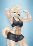 abs anthro bluey_(series) bra canid canine canis chow_chow clothing domestic_dog female hi_res kat_(artist) mammal muscular muscular_female spitz sports_bra underwear wendy_(bluey)