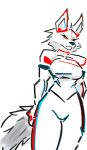 abigolcheesegrater_(artist) anthro big_breasts big_butt breasts butt canid canine canis clothed clothing ears_up female fluffy fluffy_tail hi_res huge_breasts huge_butt mammal sketch solo stern_look tail wolf