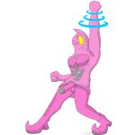  anthro balls bodysuit boots bottomwear clothing emblem fist footwear genitals luigi&#039;s_mansion male nipples notkastar one_eye_closed pecs penis punch signature skinsuit skirt smile solo tight_clothing wink 