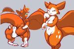 2024 anthro anus balls bat big_butt biped breasts butt butt_grab dust:_an_elysian_tail eyes_closed female fidget_(elysian_tail) fur genitals green_eyes grey_background hair hand_on_butt head_tuft long_tail male mammal markings multiple_images navel nimbat orange_body orange_ears orange_fur orange_hair orange_tail orange_wings pawpads pink_pawpads presenting presenting_anus presenting_balls presenting_hindquarters simple_background solo spots spotted_body spotted_fur squaresville standing tail thick_thighs tuft white_anus white_balls white_body white_breasts white_fur white_hands wings