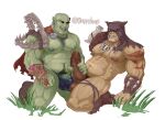 abs balls buffyloop duo genitals hi_res humanoid male male/male masturbation muscular muscular_humanoid muscular_male nipples orc pecs penis rexxar vein veiny_penis