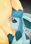 2024 absurd_res ambiguous_gender balls blush digital_media_(artwork) duo eeveelution faceless_character faceless_male feral generation_4_pokemon genitals glaceon hi_res male male/ambiguous nintendo oral pokemon pokemon_(species) sex side_view solo_focus type
