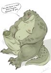 anthro balls belly big_penis big_penis_problems blush crocodile crocodilian crocodylid english_text genitals glans green_balls green_body green_glans green_penis green_tail hi_res huge_penis humanoid_genitalia humanoid_penis luna_1 male male_anthro nipples nude overweight overweight_anthro overweight_male penis reptile scalie simple_background solo speech_bubble tail text thick_penis vein veiny_penis white_background