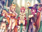  4girls animal_ears armor armored_boots astrid_flamel blonde_hair boots breasts cleavage fox_ears fox_girl fox_tail fundoshi game_cg gauntlets gradient_hair green_eyes hand_on_hilt hat headdress hikage_eiji iris_arcadia japanese_clothes kuroinu_2 lace lace-trimmed_legwear lace_trim large_breasts large_hat layered_legwear long_hair long_sleeves maebari mel_mel mistiora_arte multicolored_hair multiple_girls no_pants orange_hair pink_hair red_eyes red_hair revealing_clothes staff sword tail thighhighs twintails two-tone_hair weapon white_legwear witch witch_hat yellow_eyes 