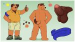 alcohol anthro aroused beer belly beverage canid canine clothed clothing footwear genitals hi_res male mammal model_sheet nude onykr penis pinup pose presenting shoes solo tom_(onykr)