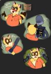  2024 android_17 anthro belly blush brown_body clothing comic duo grey_body hi_res lying machine male mammal missluwu procyonid raccoon rascal_(robot_dreams) robot robot_(robot_dreams) robot_dreams shirt slightly_chubby spanish_text surprised text topwear 