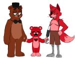  2024 3_toes animatronic anthro bear bobby_bearhug brown_body brown_fur canid canine clothing eye_patch eyes_closed eyewear fangs feet female five_nights_at_freddy&#039;s fox foxy_(fnaf) freddy_(fnaf) fur group half-closed_eyes hand_holding happy hat headgear headwear hook hook_hand looking_at_another machine male mammal mob_entertainment moshimoshicak3 narrowed_eyes necktie poppy_playtime red_body red_fur robot scottgames serious simple_background smiling_critters smug tail teeth toes top_hat trio unimpressed white_background 