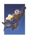  2024 absurd_res anthro belly boar_on_board brown_body bulge clothing eyes_closed hi_res humanoid_hands male mammal moobs mustelid navel nipples otter overweight overweight_male rudderbutts solo star text underwear 