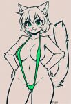  anthro big_breasts breasts camel_toe clothed clothing domestic_cat drawswhenhungry felid feline felis female green_eyes hair hands_on_hips hi_res line_art looking_at_viewer mammal monochrome one-piece_swimsuit pubes short_hair skimpy sling_bikini smile smiling_at_viewer solo standing swimwear 